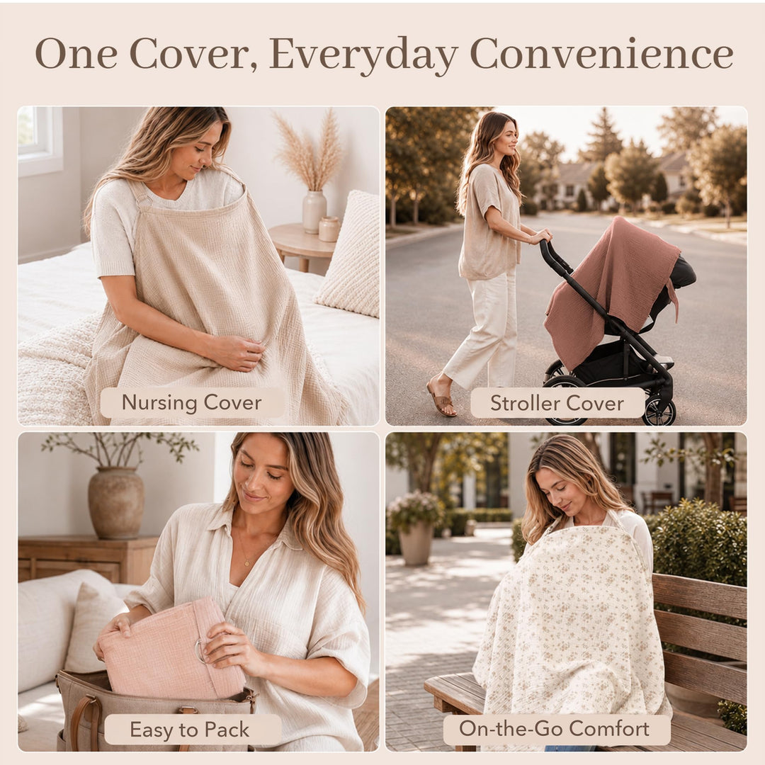 Konssy Muslin Nursing Cover Up for Breastfeeding with Rigid Hoop - Brown - image 7