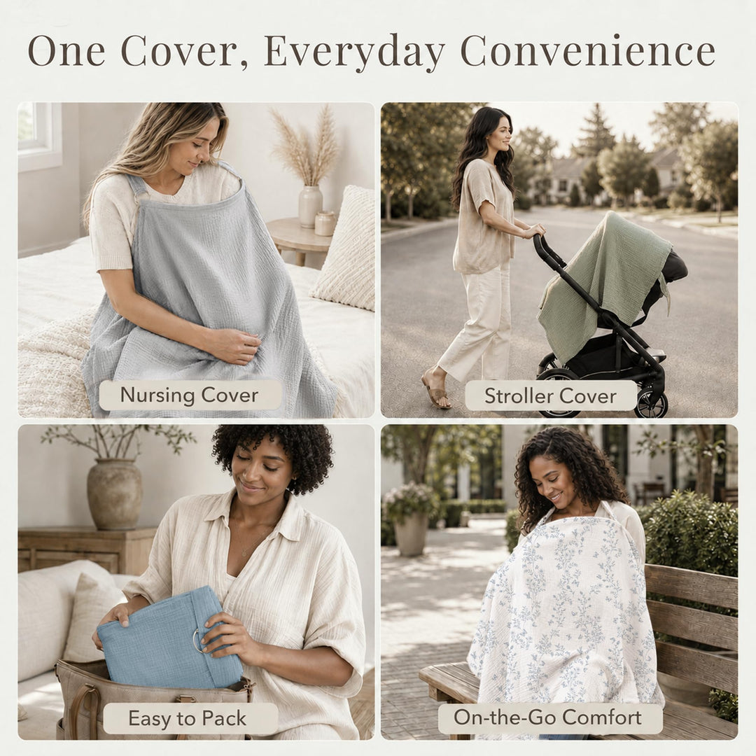 Konssy Muslin Nursing Cover Up for Breastfeeding with Rigid Hoop - Green - image 7