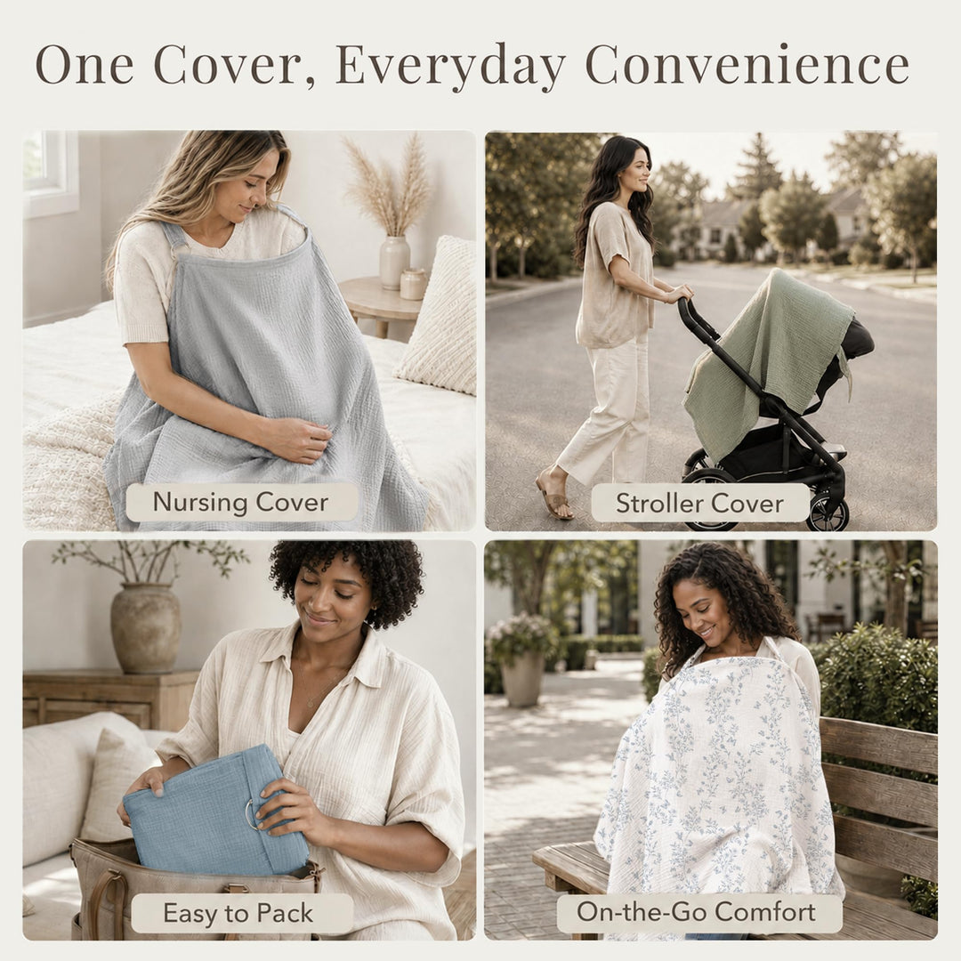 Konssy Muslin Nursing Cover Up for Breastfeeding with Rigid Hoop - Grey - image 7