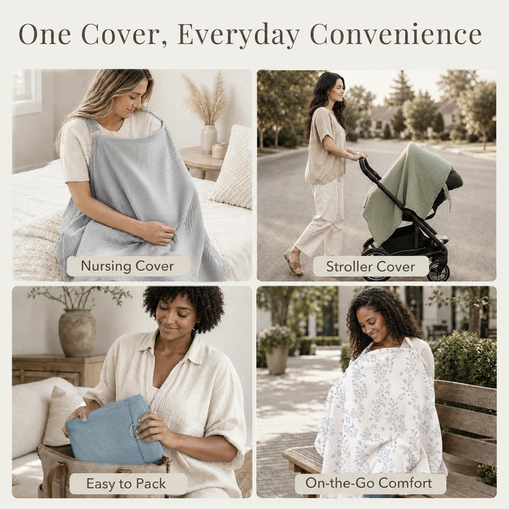Konssy Muslin Nursing Cover Up for Breastfeeding with Rigid Hoop - Grey - image 7