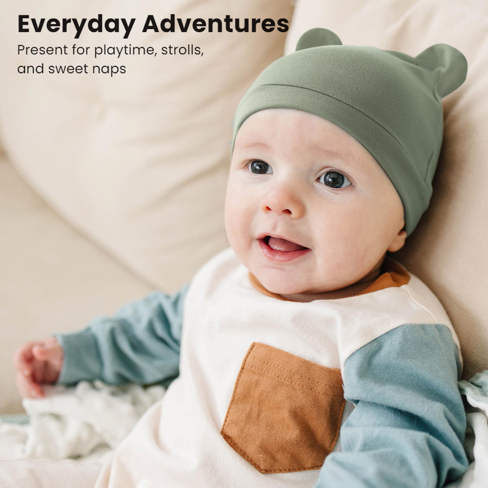 Konssy 6-Pack Baby Newborn Hats with Bear Ears Set - Brown - image 2