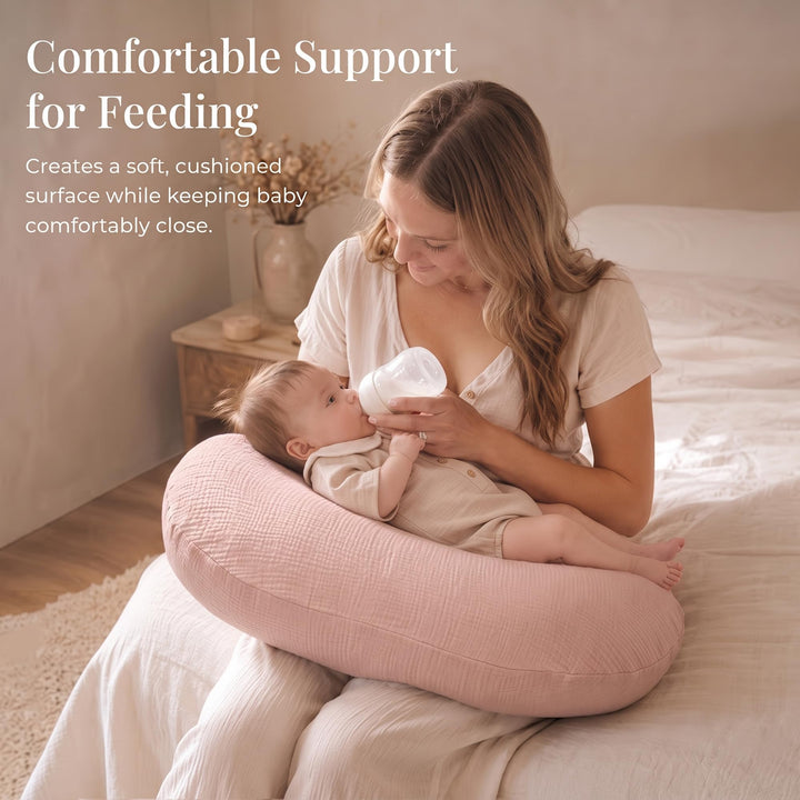 Konssy Muslin Nursing Pillow Covers, Soft Cover for Breastfeeding Pillows - Pink - image 2