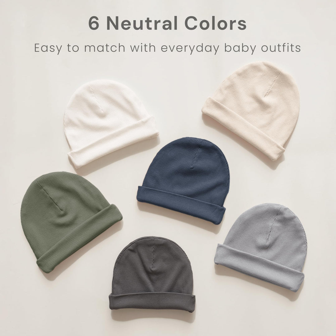 Konssy 6 Pack Baby Beanie Hats for Newborn Infant Girls Boys, 0-6 Months - Xiao-Yuanmao-2Dai-Hui-Xin - image 8