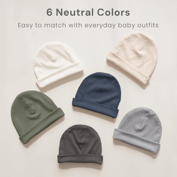 Konssy 6 Pack Baby Beanie Hats for Newborn Infant Girls Boys, 0-6 Months - Xiao-Yuanmao-2Dai-Hui-Xin - image 8