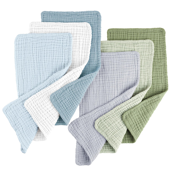 Konssy 6-Pack Thick Muslin Baby Burp Cloths, 6-Layer Ultra Soft Cotton - Blue - image 1