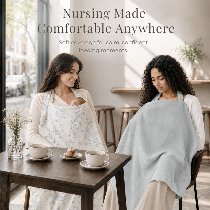 Konssy Muslin Nursing Cover Up for Breastfeeding with Rigid Hoop - Grey - image 8