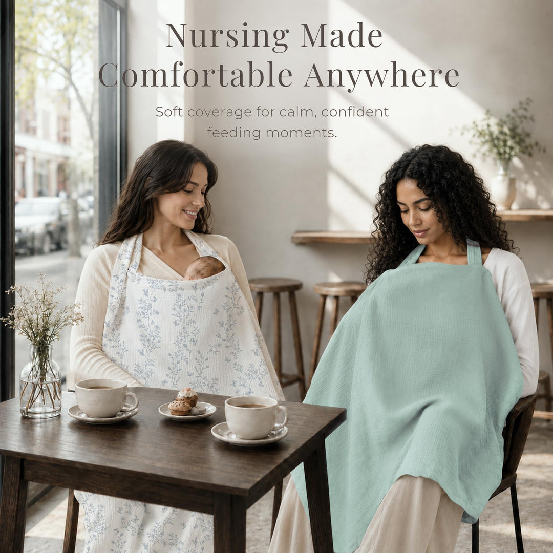 Konssy Muslin Nursing Cover Up for Breastfeeding with Rigid Hoop - Green - image 8
