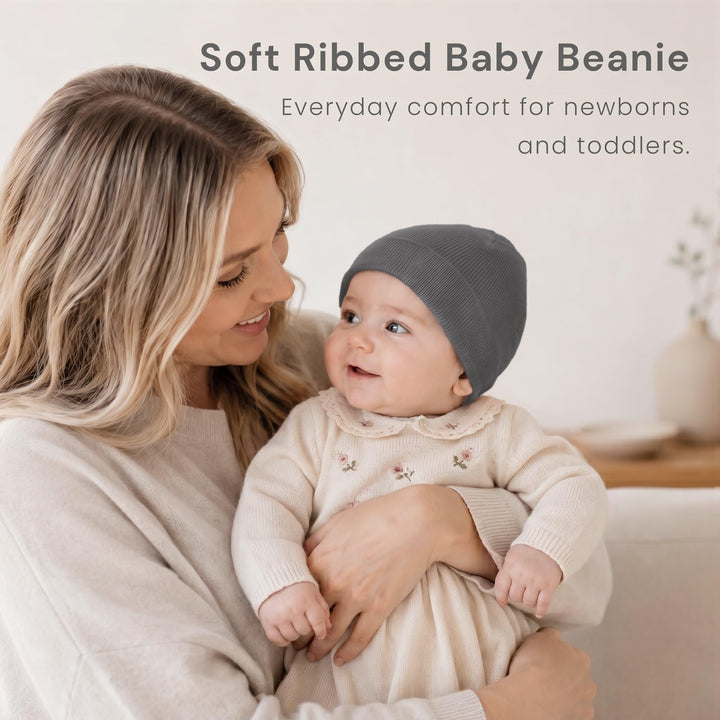 Konssy 6 Pack Baby Beanie Hats for Newborn Infant Girls Boys, 0-6 Months - Xiao-Yuanmao-4Dai-Lan-Xin - image 3