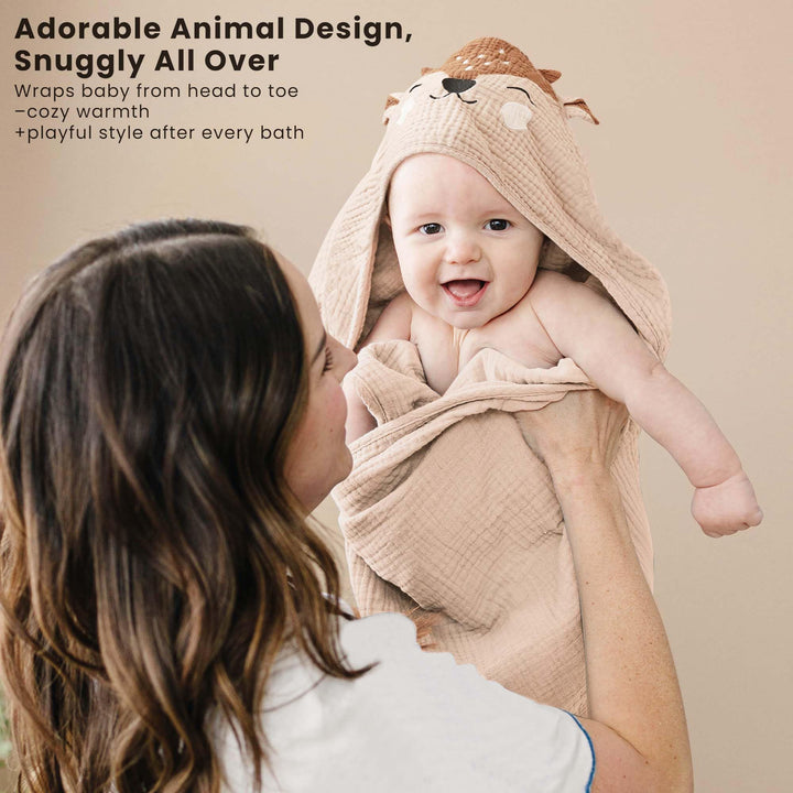 Konssy Muslin Hooded Baby Towels - Rabbit,Dear - image 2