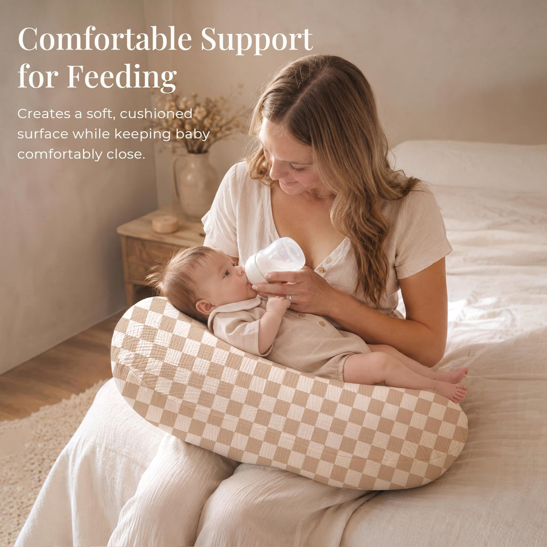 Konssy Muslin Nursing Pillow Covers, Soft Cover for Breastfeeding Pillows - Coffee Check - image 2
