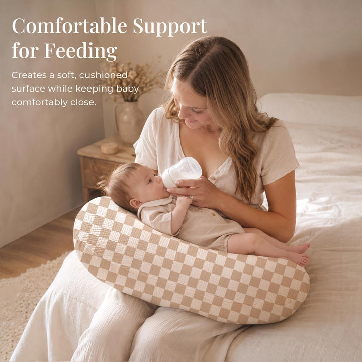 Konssy Muslin Nursing Pillow Covers, Soft Cover for Breastfeeding Pillows - Coffee Check - image 2
