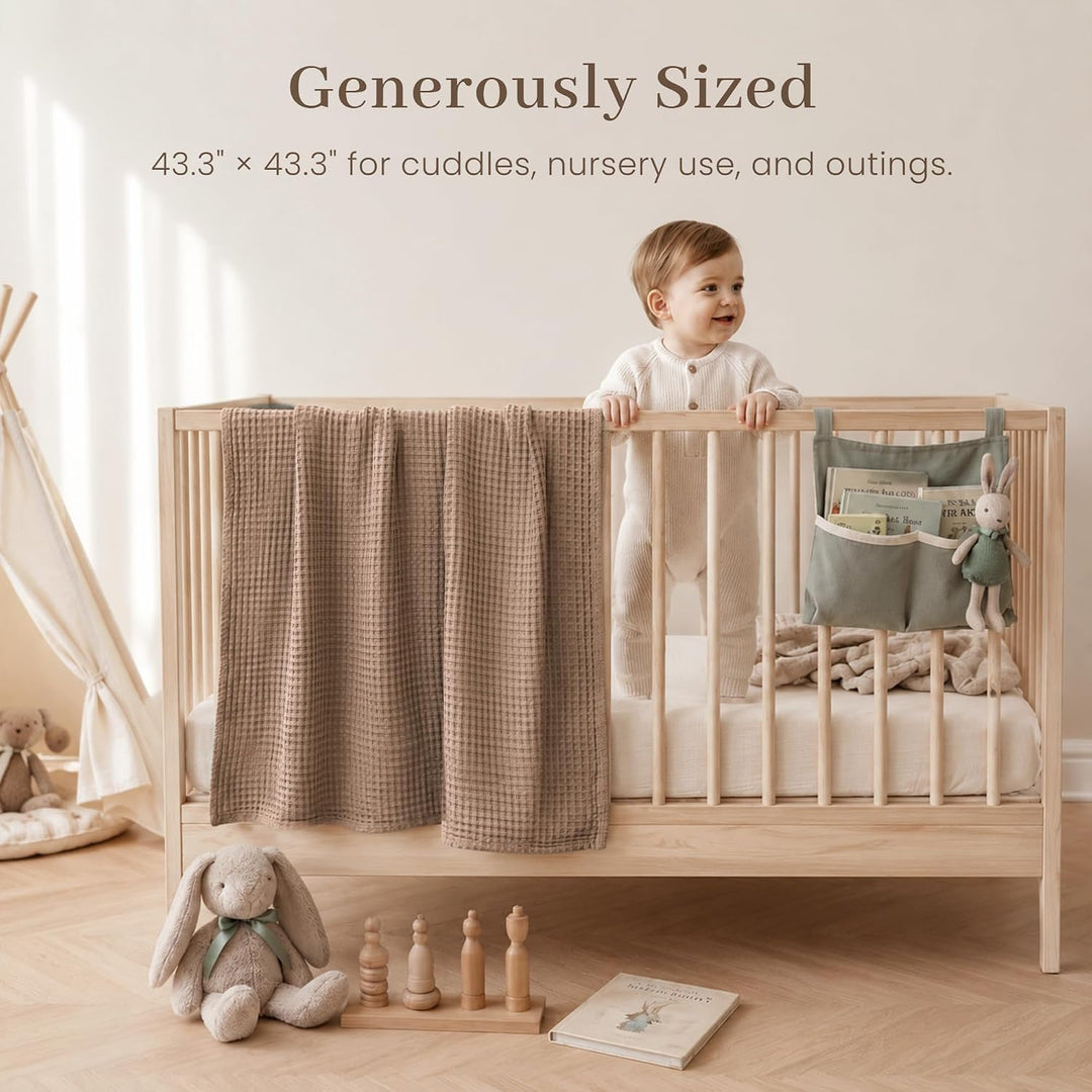 Konssy Waffle Baby Blanket for Boys & Girls, Softer Newborn Swaddle Blanket/2026 Upgraded Waffle Knit, Cozy Crib Blanket for Nursery, Stroller & Toddler Bed, Machine Washable, 43" x 43"