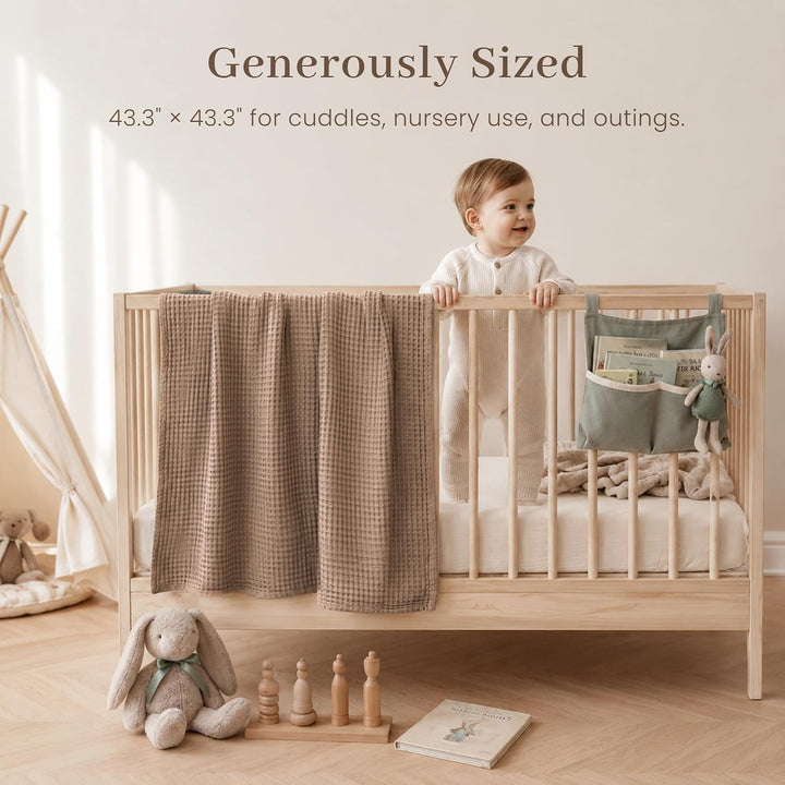 Konssy Waffle Baby Blanket for Boys & Girls, Softer Newborn Swaddle Blanket/2026 Upgraded Waffle Knit, Cozy Crib Blanket for Nursery, Stroller & Toddler Bed, Machine Washable, 43" x 43"