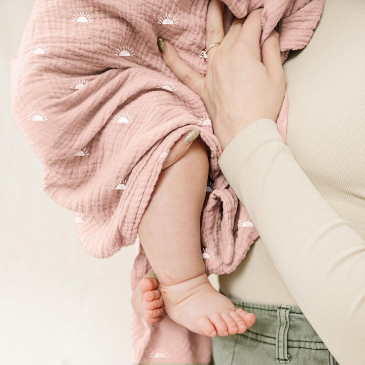 Konssy Muslin Swaddle Blankets, 100% Cotton Receiving Blankets, 47"x 47" - Peach Blossom Sun - image 6