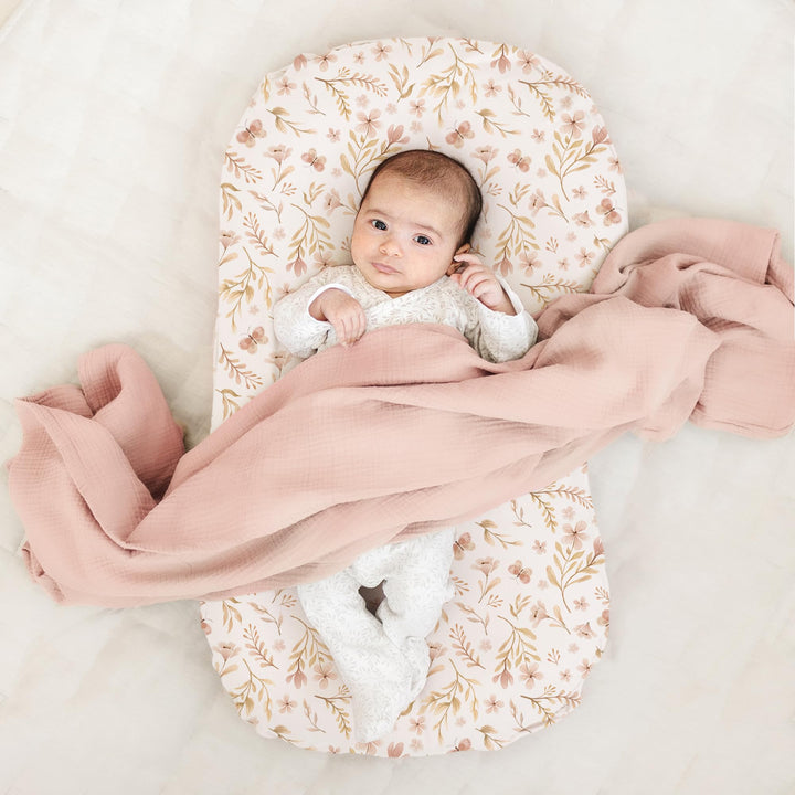 Konssy 2 Pack Baby Lounger Cover, Stretchy Infant Slipcover, Covers Only - Pink Spring,Pink - image 2