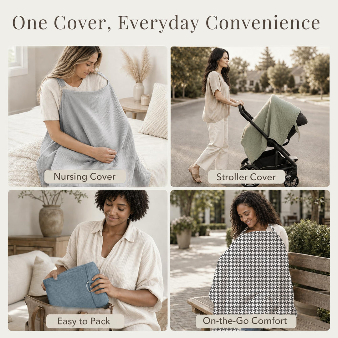 Konssy Muslin Nursing Cover Up for Breastfeeding with Rigid Hoop - Black - image 7