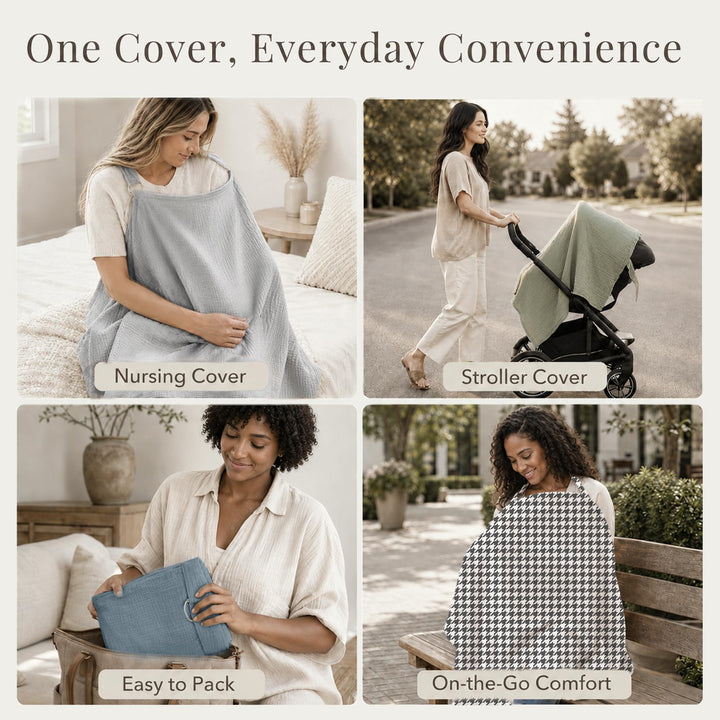 Konssy Muslin Nursing Cover Up for Breastfeeding with Rigid Hoop - Black - image 7
