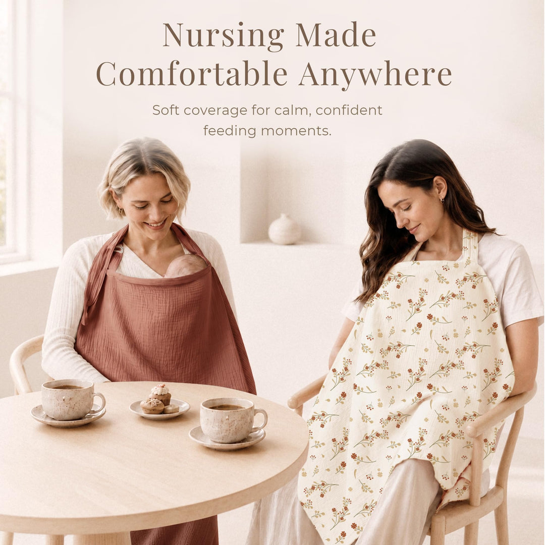 Konssy Muslin Nursing Cover Up for Breastfeeding with Rigid Hoop - shuangceng-buruzhao-lise-New - image 8