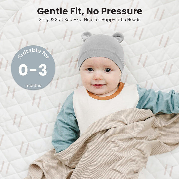 Konssy 6-Pack Baby Newborn Hats with Bear Ears Set - Pink - image 2