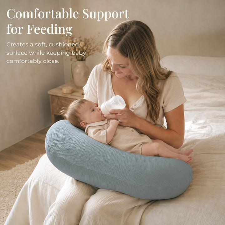 Konssy Muslin Nursing Pillow Covers, Soft Cover for Breastfeeding Pillows - Blue - image 2