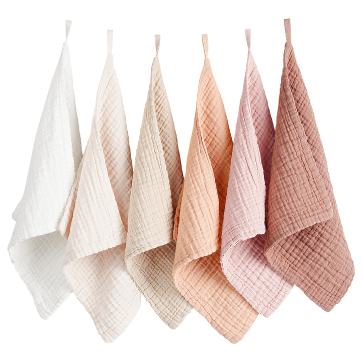 Konssy 6 Pack Muslin Baby Washcloths, 100% Cotton Wash Cloth Set - Earthy Color - image 1