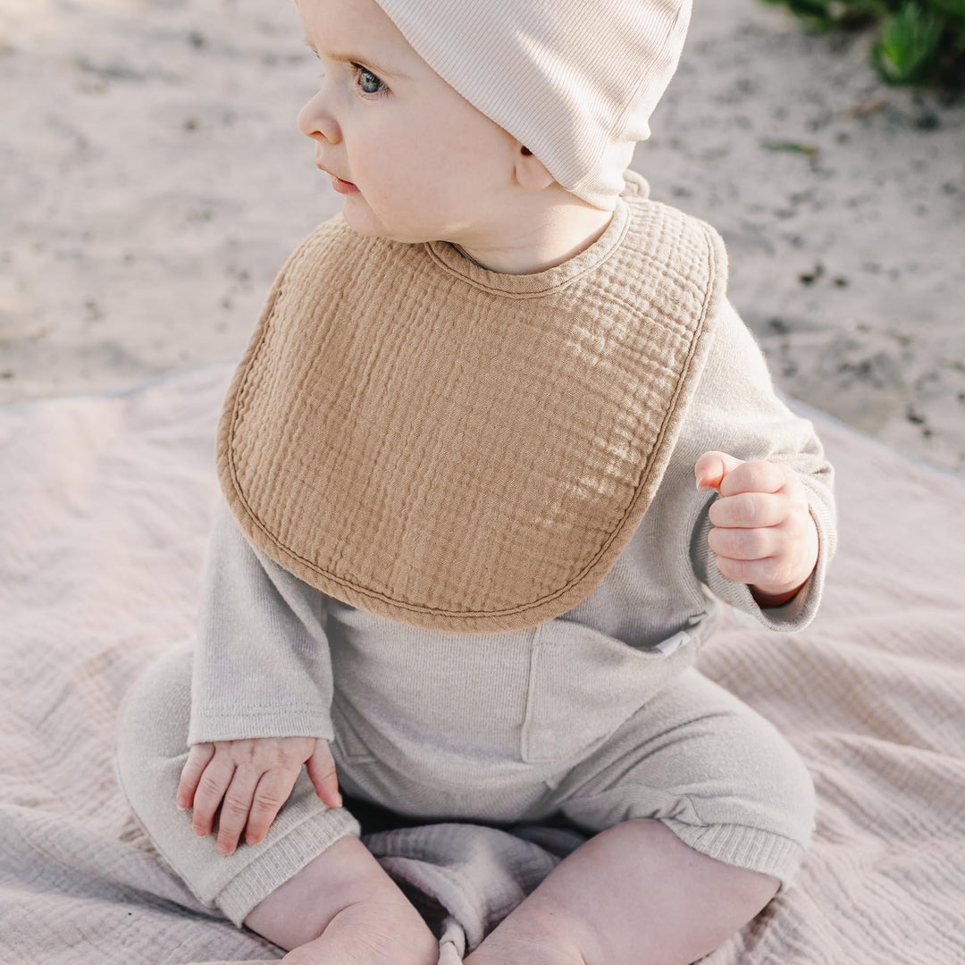 Konssy 10-Pack Muslin Baby Bibs for Drooling and Teething - Camel Coffee - image 6