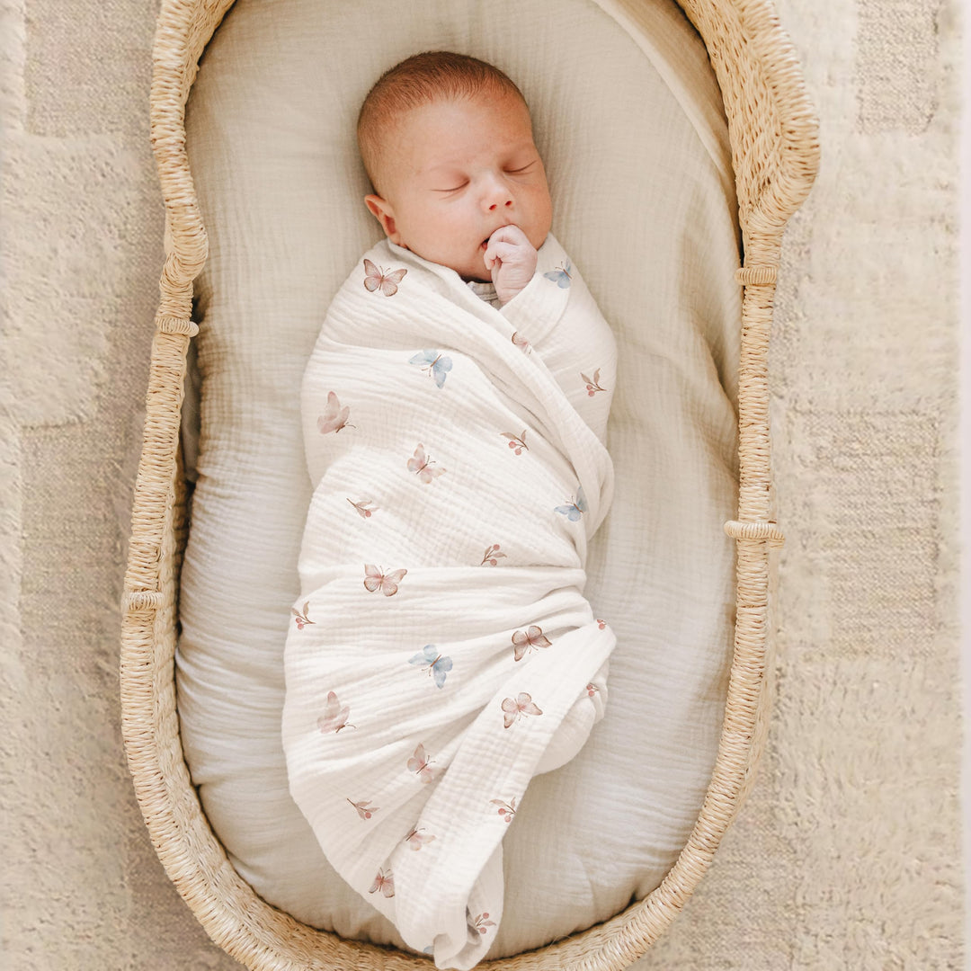 Konssy Muslin Swaddle Blankets, 100% Cotton Receiving Blankets, 47"x 47" - Taupe,Butterfly Dreams - image 3