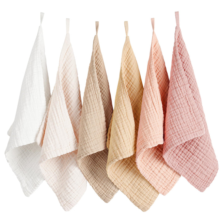 Konssy 6 Pack Muslin Baby Washcloths, 100% Cotton Wash Cloth Set - Apricot Color - image 1