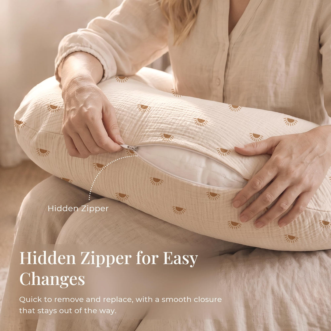 Konssy Muslin Nursing Pillow Covers, Soft Cover for Breastfeeding Pillows - Sun - image 3