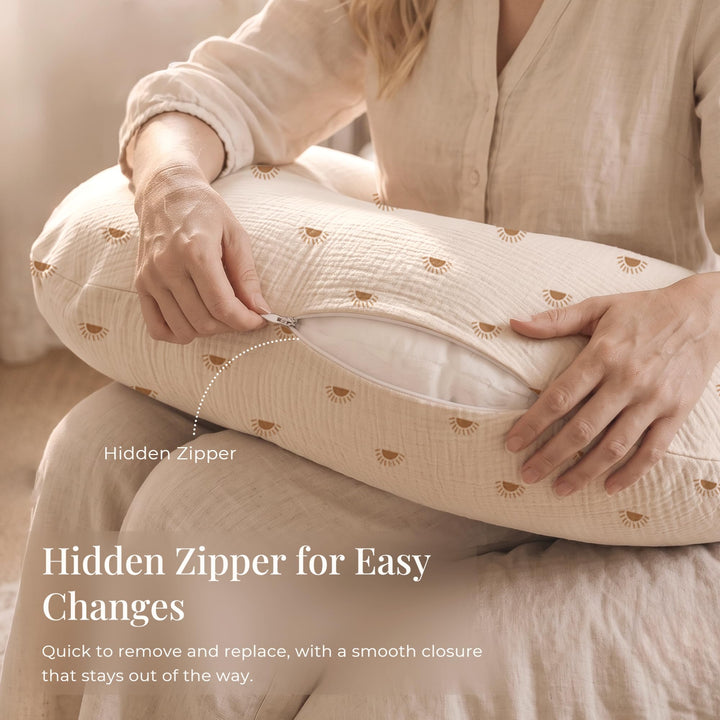 Konssy Muslin Nursing Pillow Covers, Soft Cover for Breastfeeding Pillows - Sun - image 3