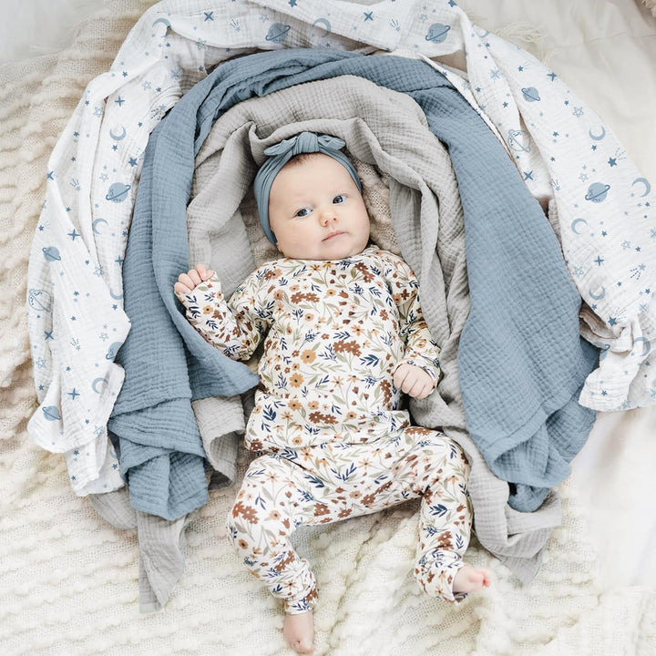 Konssy 3-Pack Muslin Baby Swaddle Blankets, 47 x 47 In Receiving Blankets - Star - image 2