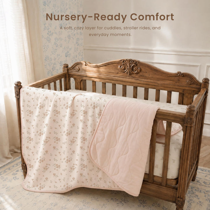 Konssy Floral & Quilted Baby Blanket for Girls, 33.5 x 45 in - Blossom - image 5