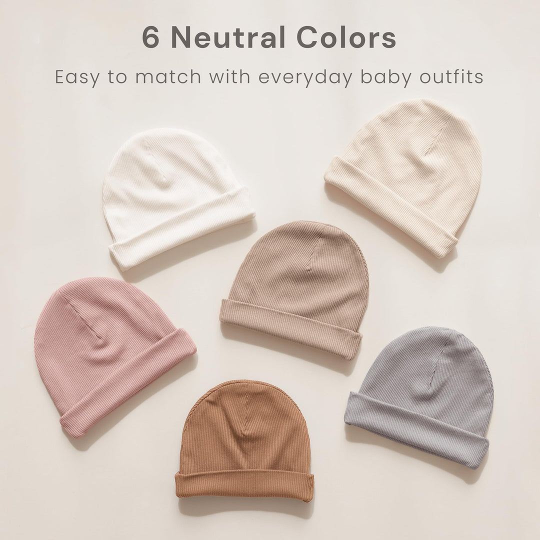 Konssy 6 Pack Baby Beanie Hats for Newborn Infant Girls Boys, 0-6 Months - Xiao-Yuanmao-3Dai-Tuo-Xin - image 8