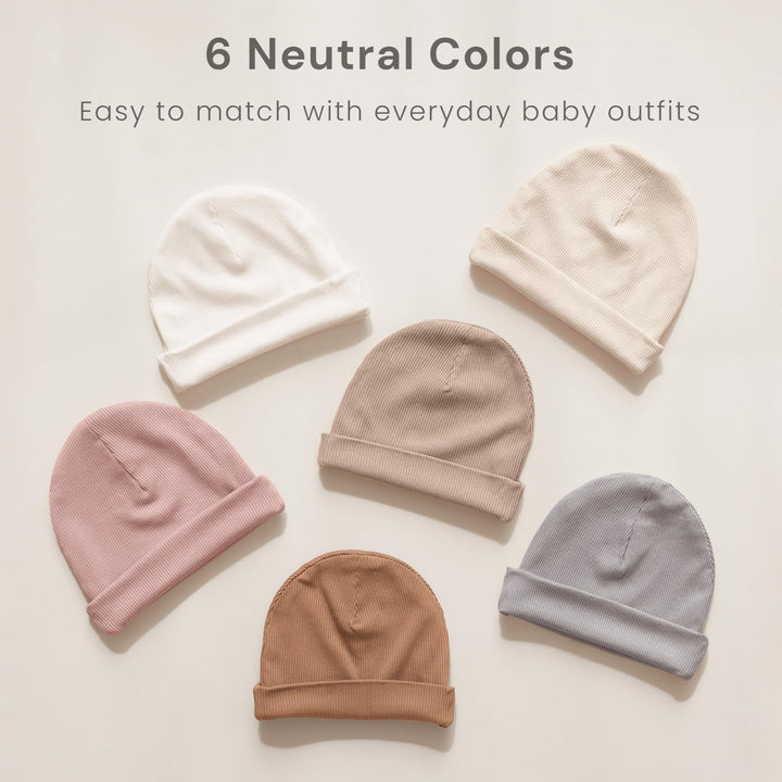 Konssy 6 Pack Baby Beanie Hats for Newborn Infant Girls Boys, 0-6 Months - Xiao-Yuanmao-3Dai-Tuo-Xin - image 8