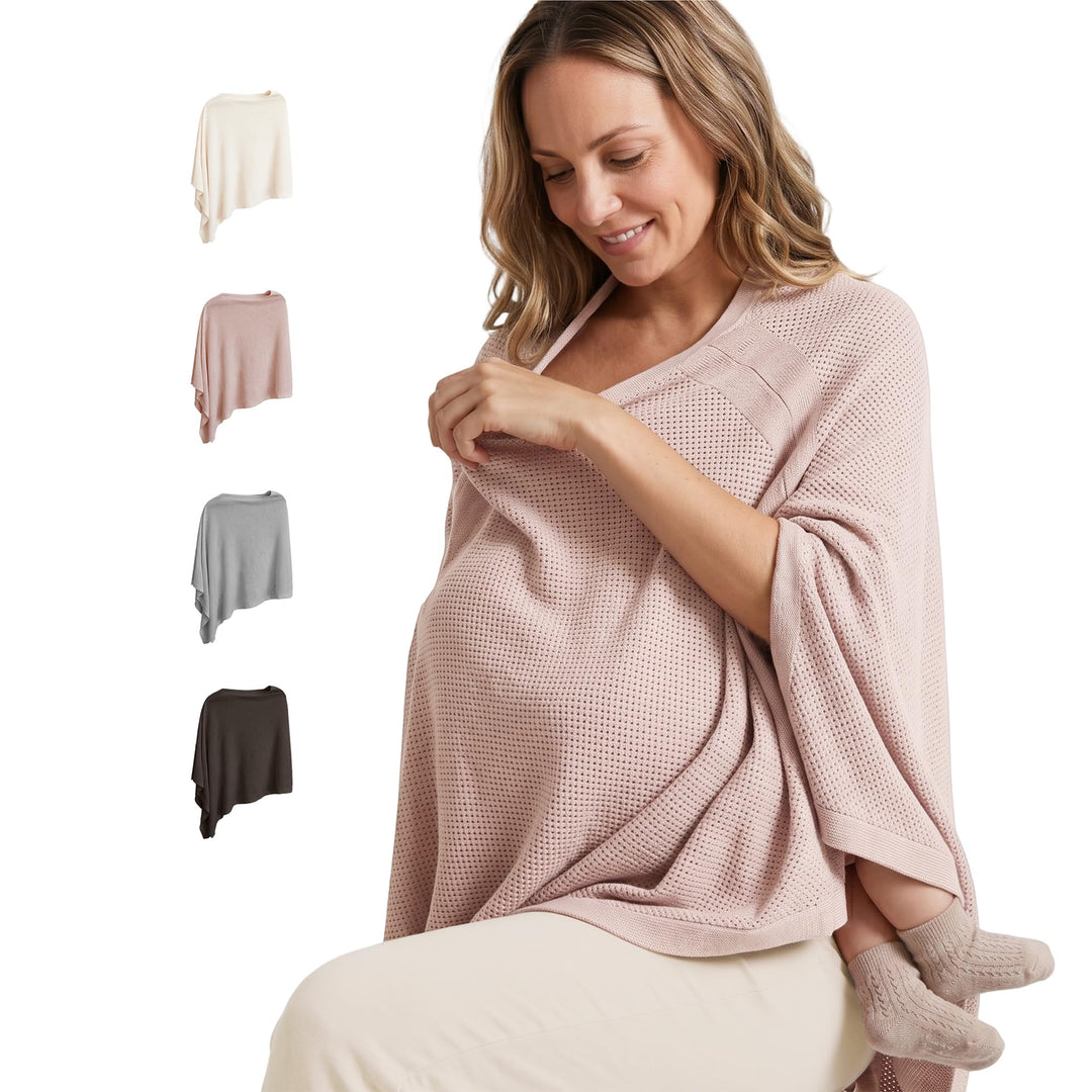 Konssy Nursing Cover for Breastfeeding, Full Privacy Nursing Poncho - Taupe - image 1