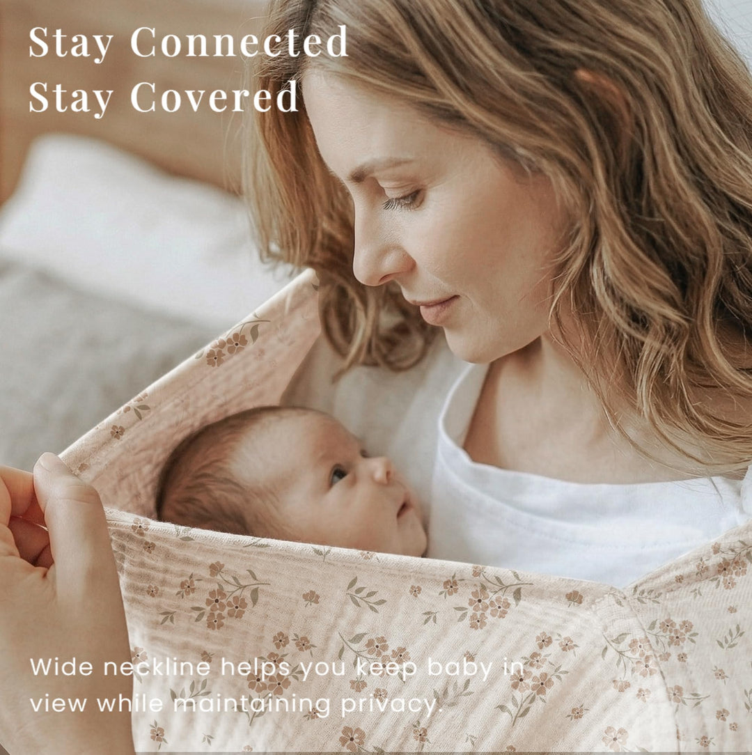 Konssy Muslin Nursing Cover for Women, 360° Full Privacy Poncho - Blossom - image 2