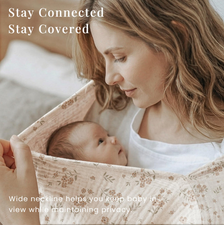Konssy Muslin Nursing Cover for Women, 360° Full Privacy Poncho - Blossom - image 2
