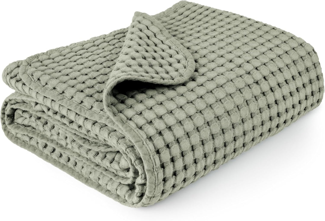 Konssy Waffle Baby Blanket - Soft & Cozy Nursery Swaddle Blanket, Lightweight Toddler Throw for Boys & Girls, Ideal for Wrapping - Amy Green - 41" x 37" - B0BM5N71M1 image 1