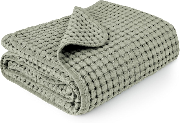 Konssy Waffle Baby Blanket - Soft & Cozy Nursery Swaddle Blanket, Lightweight Toddler Throw for Boys & Girls, Ideal for Wrapping - Amy Green - 41" x 37" - B0BM5N71M1 image 1