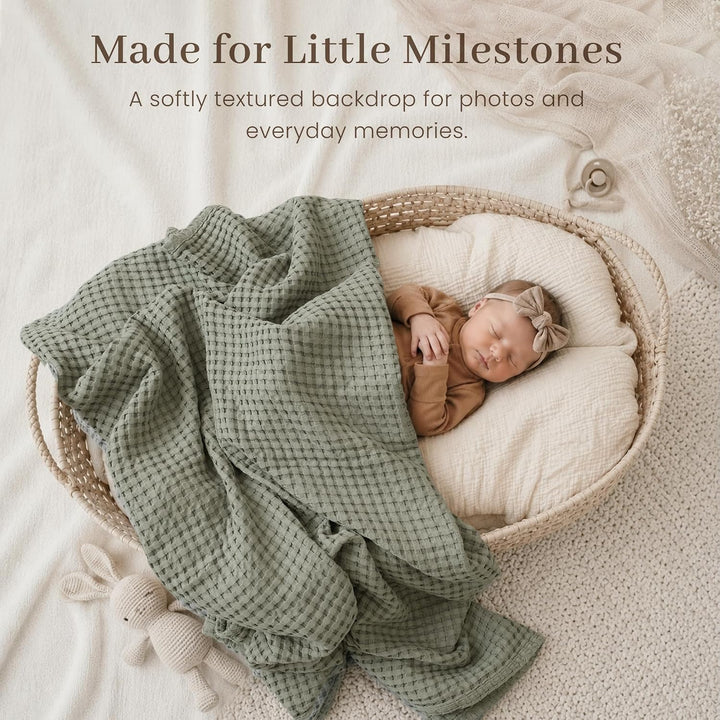 Konssy Waffle Baby Blanket for Boys & Girls, Soft Newborn Swaddle Blanket | Waffle Knit, Cozy Crib Blanket Neutral for Nursery, Stroller & Toddler Bed, Machine Washable, 43" x 43"