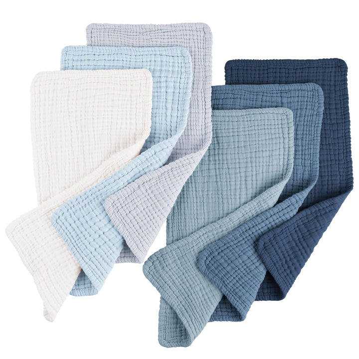 Konssy 6-Pack Thick Muslin Baby Burp Cloths, 6-Layer Ultra Soft Cotton - Navy - image 1