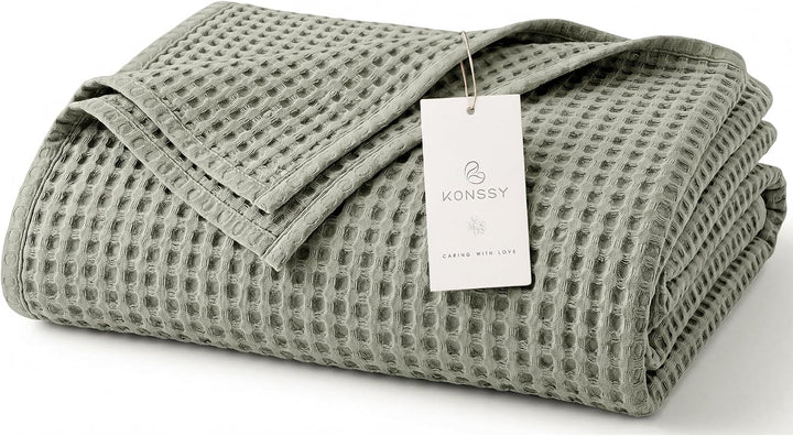 Konssy Waffle Baby Blanket for Boys & Girls, Soft Newborn Swaddle Blanket | Waffle Knit, Cozy Crib Blanket Neutral for Nursery, Stroller & Toddler Bed, Machine Washable, 43" x 43"