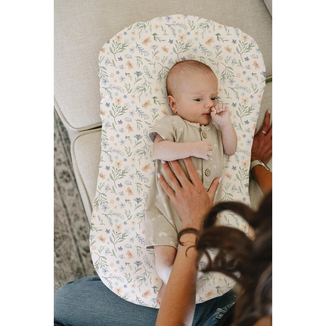 Konssy 2 Pack Baby Lounger Cover, Stretchy Infant Slipcover, Covers Only - Blue Grass,Ice Blue - image 2