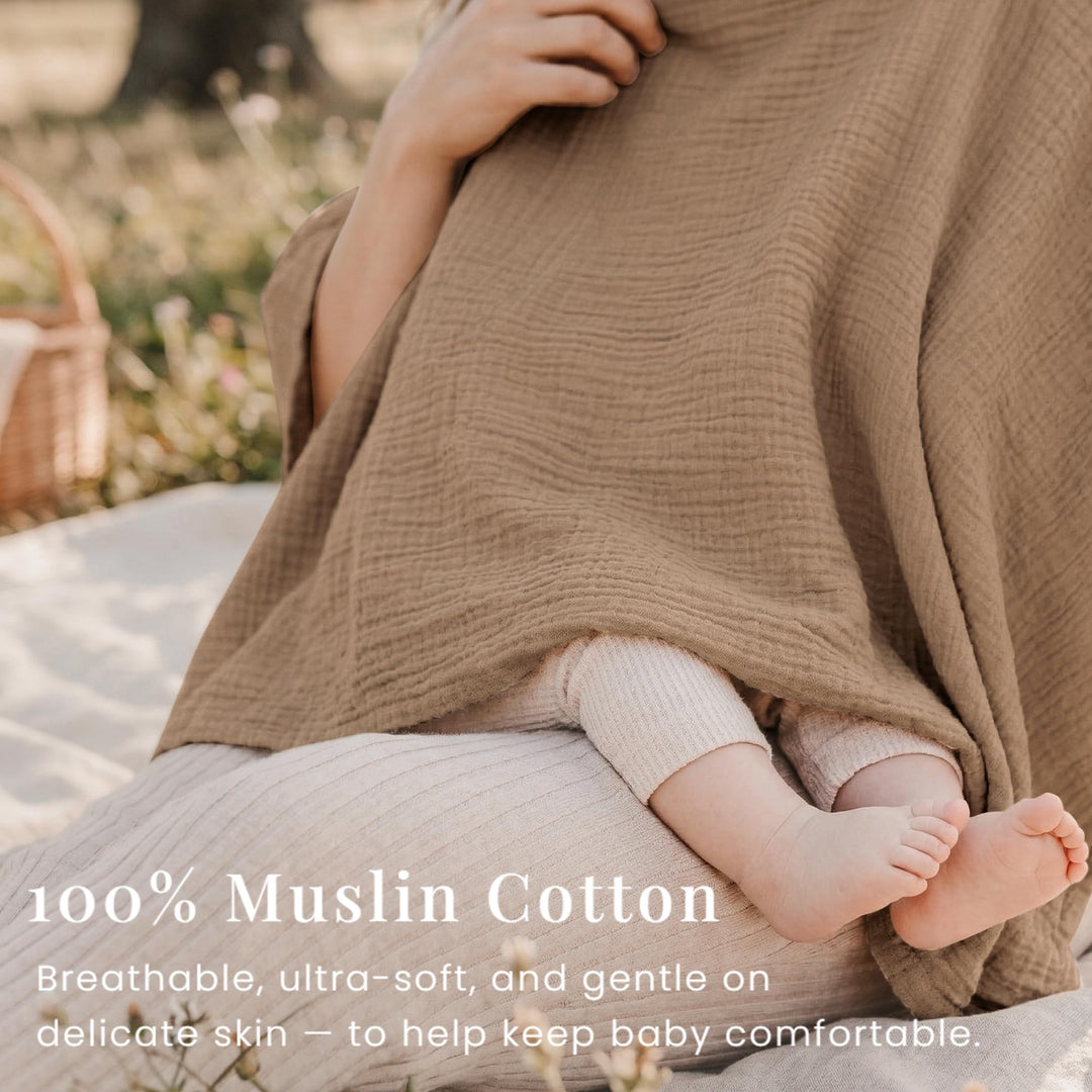 Konssy Muslin Nursing Cover for Women, 360° Full Privacy Poncho - Brown - image 8