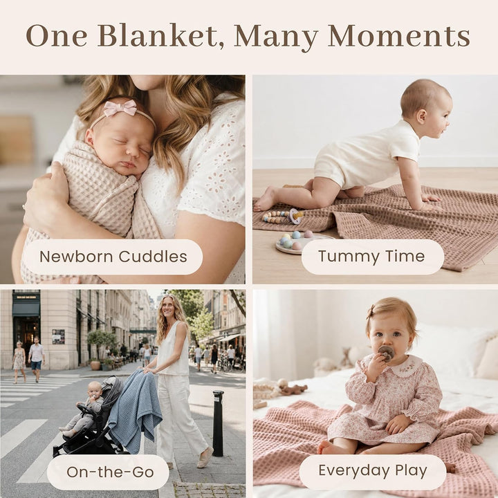 Konssy Waffle Baby Blanket for Boys & Girls, Soft Newborn Swaddle Blanket | Waffle Knit, Cozy Crib Blanket Neutral for Nursery, Stroller & Toddler Bed, Machine Washable, 43" x 43"