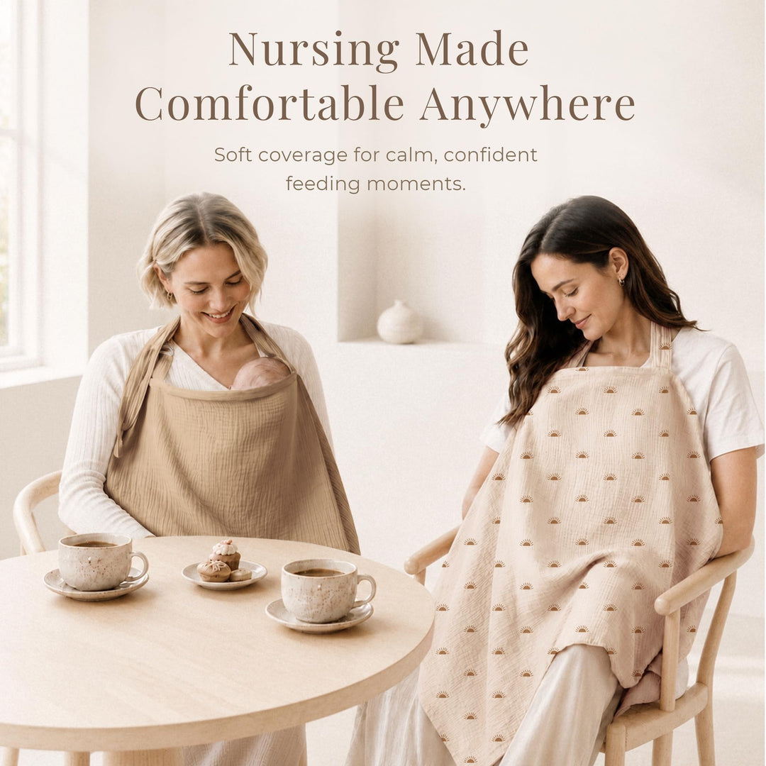 Konssy Muslin Nursing Cover Up for Breastfeeding with Rigid Hoop - Sun - image 8
