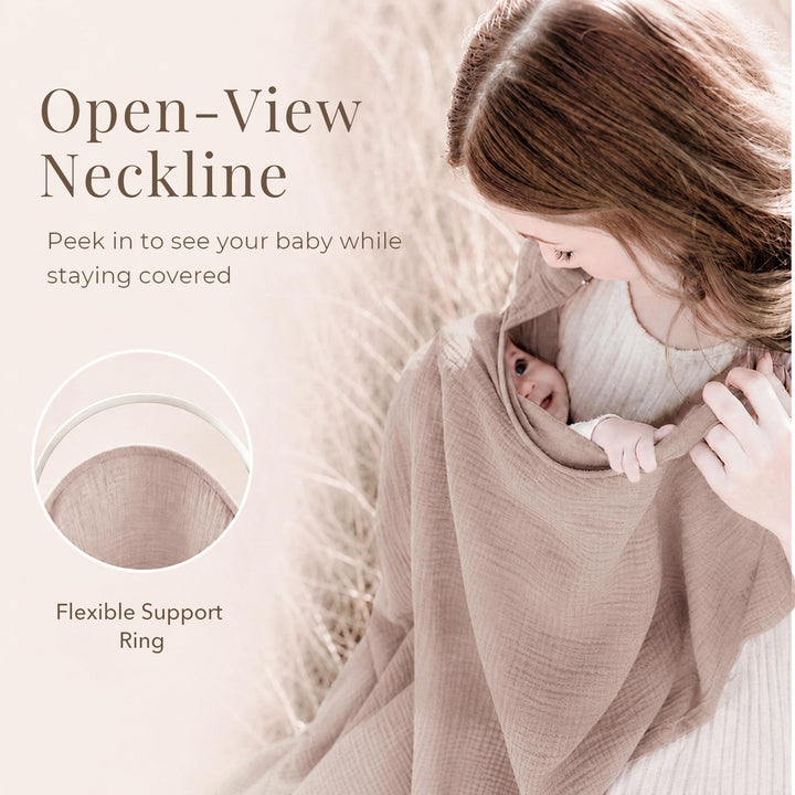 Konssy Muslin Nursing Cover Up for Breastfeeding with Rigid Hoop - Taupe - image 4