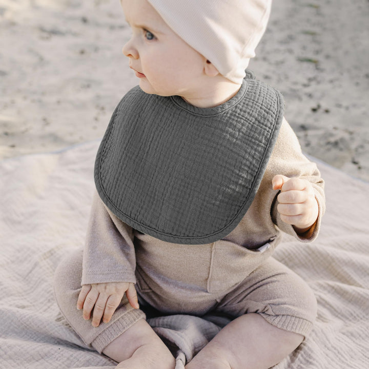 Konssy 10-Pack Muslin Baby Bibs for Drooling and Teething - Fog Blue - image 6