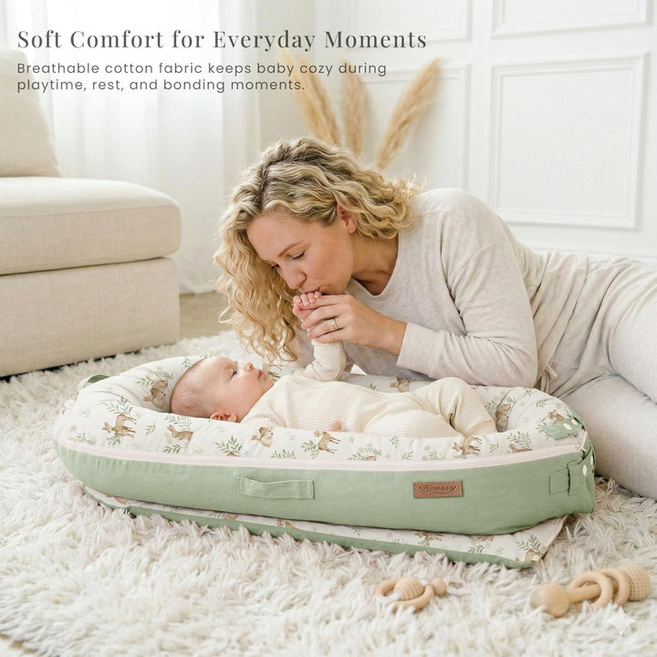 Konssy 100% Cotton Baby Lounger Cover Baby Nest Replacement Cover for Newborn Boys Girls Fits Dockatot Deluxe+ Docks (Cover Only)