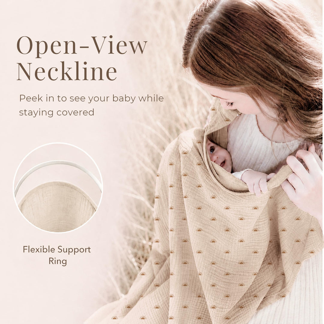 Konssy Muslin Nursing Cover Up for Breastfeeding with Rigid Hoop - Sun - image 4